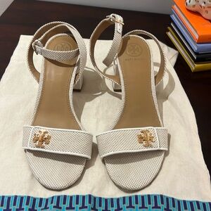 Tory Burch cream color size 7 sandals with a heel